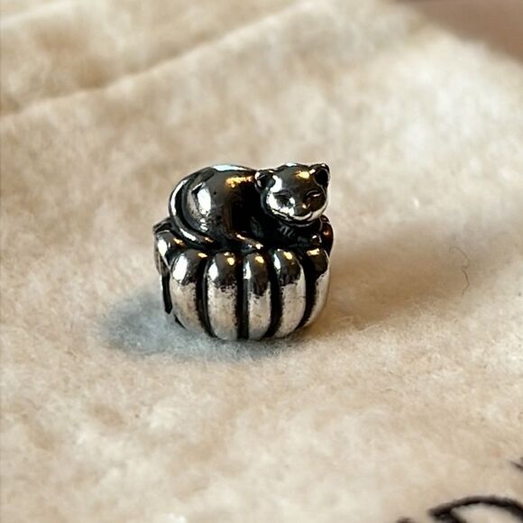 Retired Authentic Pandora Bracelet Sterling Silver Cat Basket Charm - 790595 - Picture 3 of 5